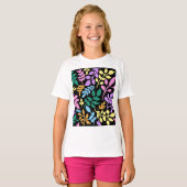 Colorful foliage in black background t-shirt (Voorkant volledig)