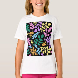Colorful foliage in black background t-shirt