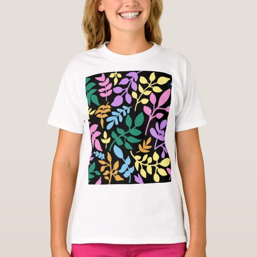Colorful foliage in black background t-shirt (Voorkant)