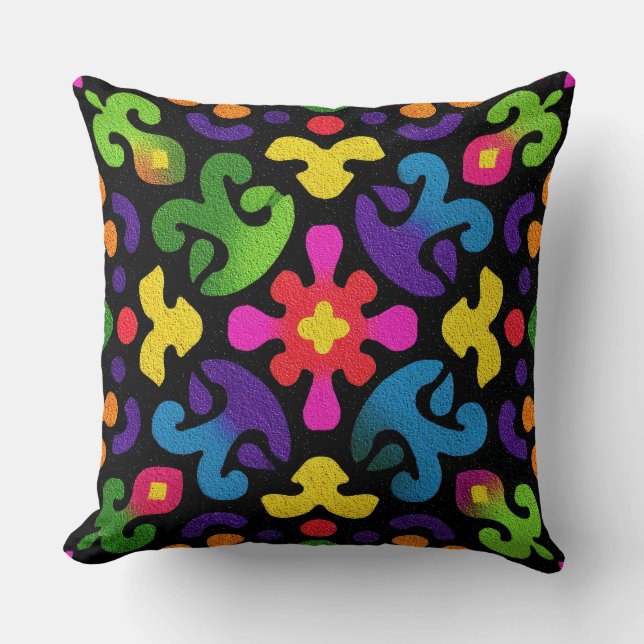 Colorful Folk Abstract Throw Pillow Kussen (Voorkant)