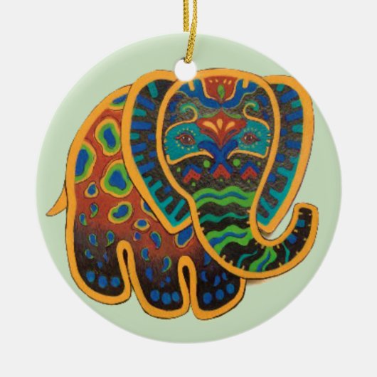 Colorful Folk Art Elephant Ornament (Voorkant)