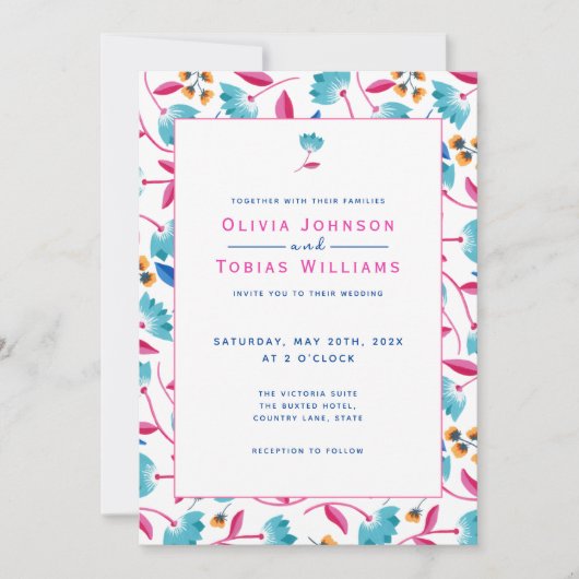 Colorful Folk Art Floral Summer Kaart (Voorkant)