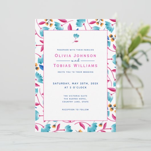 Colorful Folk Art Floral Summer Kaart (Staand voorkant)