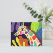 Colorful Folk Art Oerwoud Giraffe Animal Portret Briefkaart (Staand voorkant)