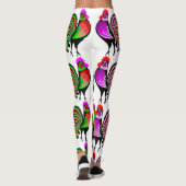 Colorful Folk Art Roosters Leggings (Achterkant)