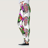 Colorful Folk Art Roosters Leggings (Links)