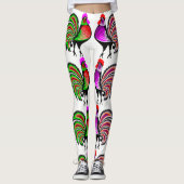 Colorful Folk Art Roosters Leggings (Voorkant)