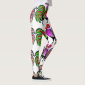 Colorful Folk Art Roosters Leggings (Rechts)