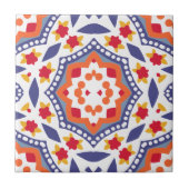 Colorful Folk Art Rustic Floral Mosaic Geometric Tegeltje (Voorkant)