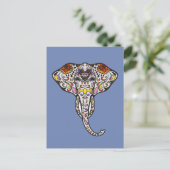 Colorful Folk Art Sugar Skull Magical Elephant Briefkaart (Staand voorkant)