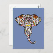 Colorful Folk Art Sugar Skull Magical Elephant Briefkaart (Voorkant / Achterkant)