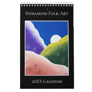 Colorful Folk Art Unique Full Moon Indiamoss Kalender