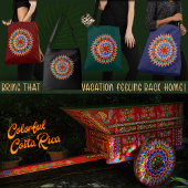 Colorful Folklore Design Canvas tas