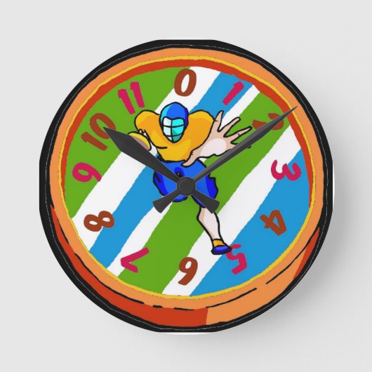 Colorful Football Clock Ronde Klok (Voorkant)