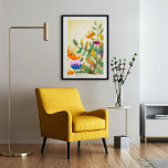 Colorful forest floral original painting poster<br><div class="desc">Decorate your wall with this original colorful boho forest with flowers,  in green,  yellow,  orange and purple coña. Credit Cover: Kim Idris</div>