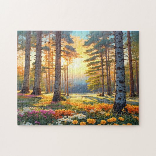 Colorful Forest Flowers and Sunshine art Legpuzzel (Horizontaal)