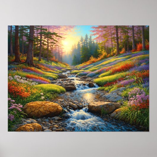 Colorful Forest Flowers Art Poster (Voorkant)