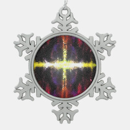 Colorful Forest Glas in lood Cross Tin Sneeuwvlok Ornament