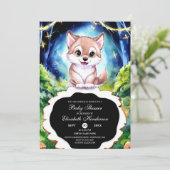 Colorful Forest Wolf Baby Shower Kaart (Staand voorkant)