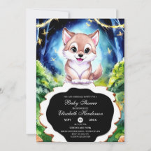 Colorful Forest Wolf Baby Shower