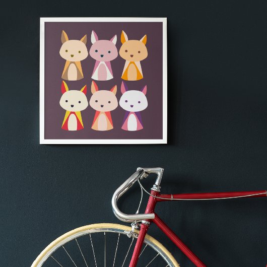 Colorful Fox Cartoon Foto Afdruk