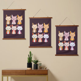 Colorful Fox Cartoon Hangend Wandkleed