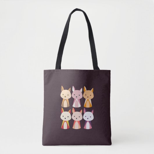 Colorful Fox Cartoon Tote Bag (Voorkant)