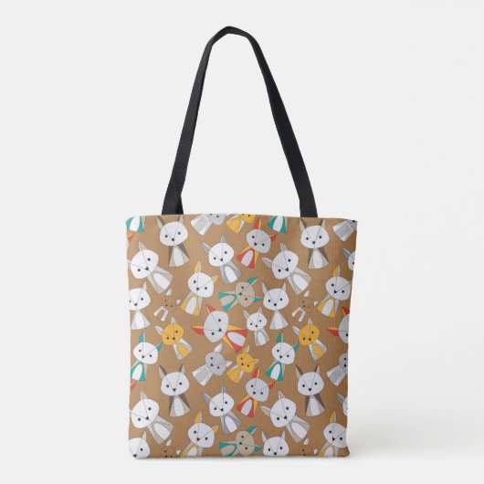 Colorful Fox Cartoon Tote Bag (Achterkant)