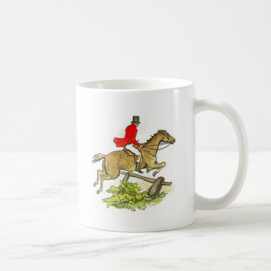 Colorful Fox Hunting Horseback Rider Koffiemok (Rechts)
