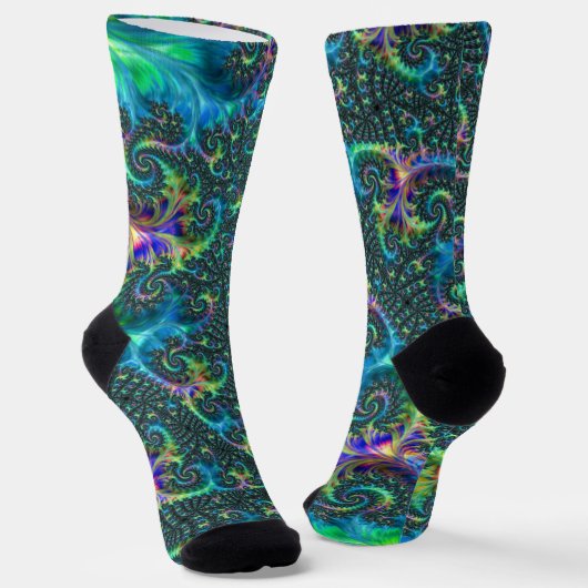 Colorful Fractal Crew Socks Sokken (Gebogen)