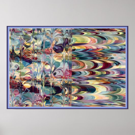 Colorful Fractal Ebru Patroon Poster (Voorkant)