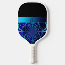Colorful Fractal Monogram Pickleball Paddle