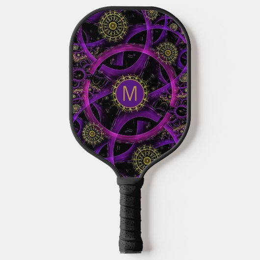 Colorful Fractal Monogrammed Pickleball Paddle (Voorkant)
