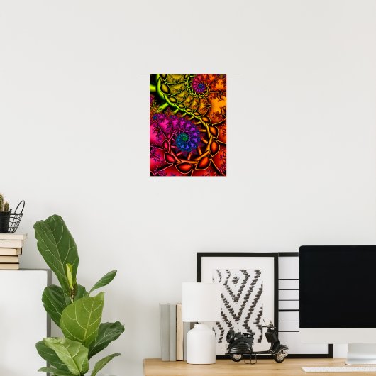 Colorful Fractal Spirals Poster (Thuiskantoor)