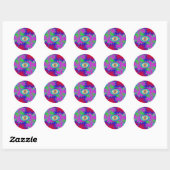 Colorful Fractal Swirls Ronde Sticker (Vel)