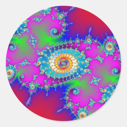 Colorful Fractal Swirls Ronde Sticker (Voorkant)