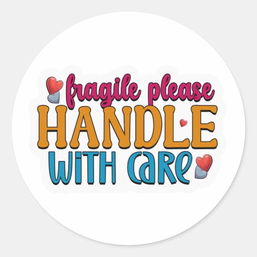 Colorful Fragile Handle With Care Stickers  (Voorkant)