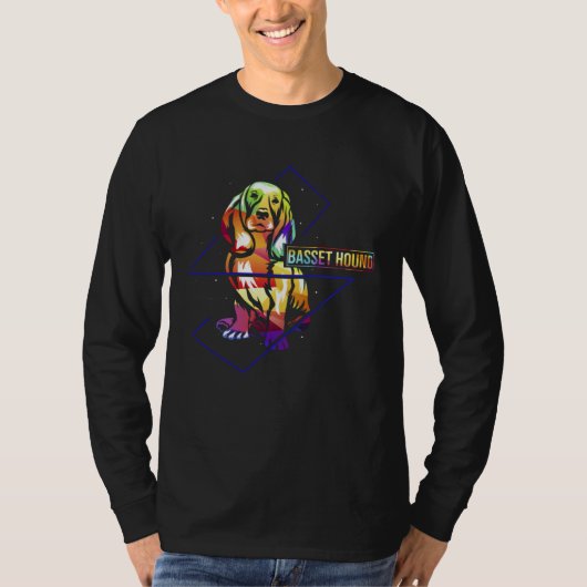 Colorful France Basset Hound Bloodhound T-shirt (Voorkant)
