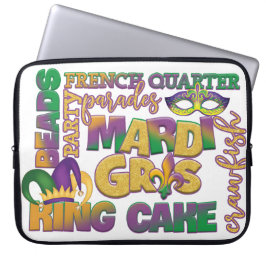 COLORFUL FRANCH QUARTER KING CAKE MARDI GRAS LAPTOP SLEEVE