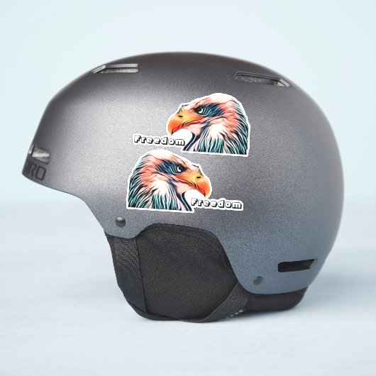 Colorful Freedom Bald Eagle Hoofd patriottische he Sticker (Helm Zijkant)