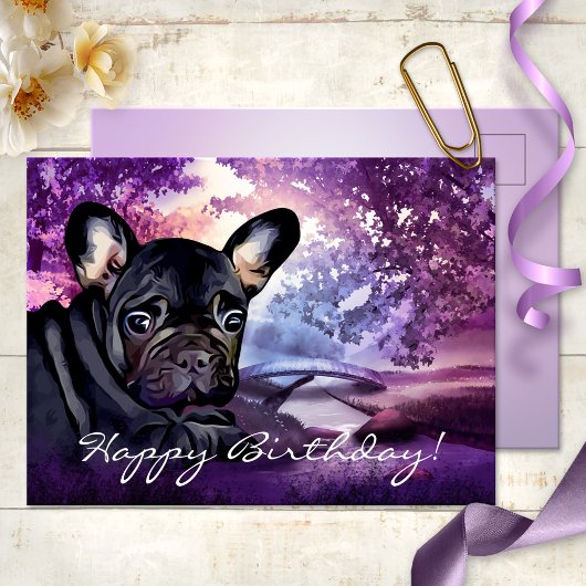 Colorful French Bulldog Birthday Briefkaart
