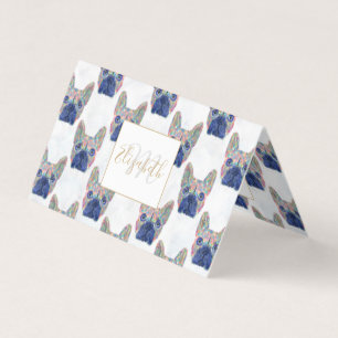 Colorful French Bulldog Brush Strokes Hand Paint Visitekaartje