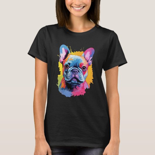 Colorful French-bulldog T-shirt (Voorkant)