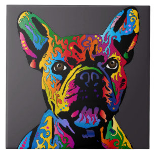 Colorful French Bulldog Tegeltje