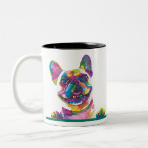 Colorful French bulldog Tweekleurige Koffiemok