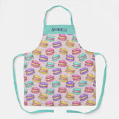 Colorful French Macaron Cookies Faux Glitter Name Schort (Voorkant)