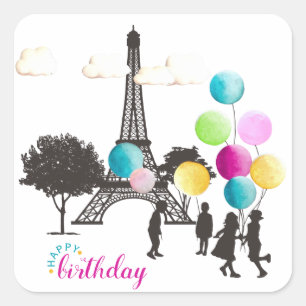 Colorful French Macarons Kinder die Birthday spele Vierkante Sticker