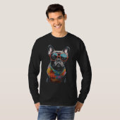 Colorful Frenchbulldog Wearing Sunglasees Graphic  T-shirt (Voorkant volledig)