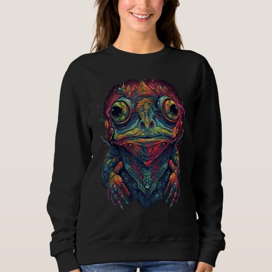 Colorful Frog Psychedelic Trippy Hippie Men Women  Trui (Voorkant)