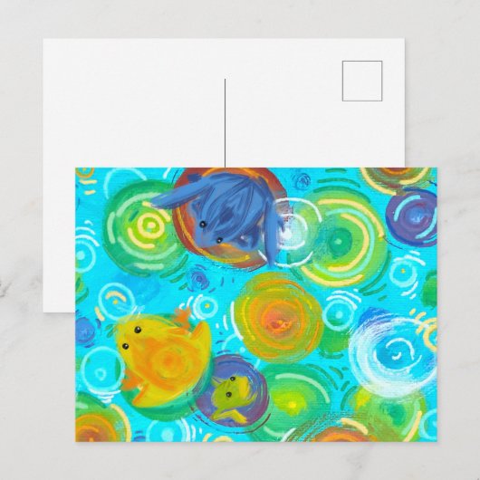 Colorful Frogs on Rainbow Water Postcard Briefkaart (Voorkant / Achterkant)